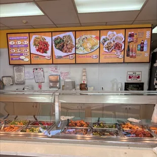 a variety of food in a restaurant