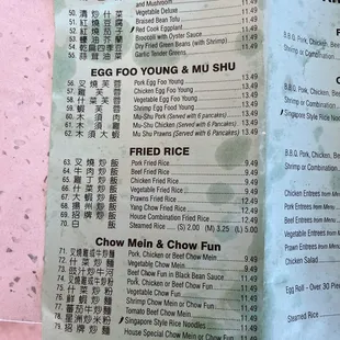 menu