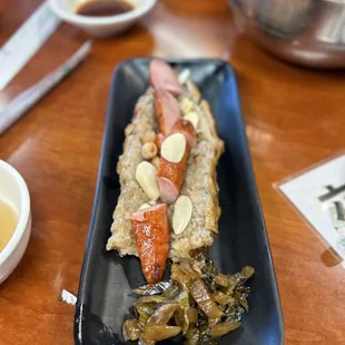 a plate of food on a table