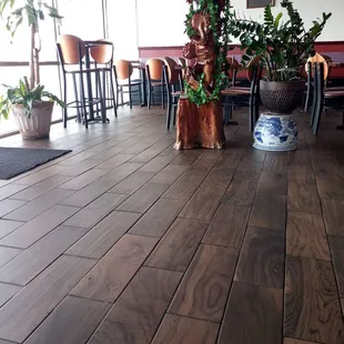 a wooden floor