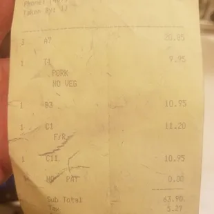 Price was charged 10.95