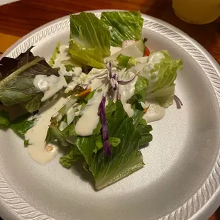 Green salad and ranch dressing (to go catering)