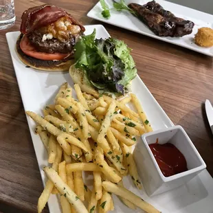 Burger and truffle fries