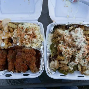 two trays of food
