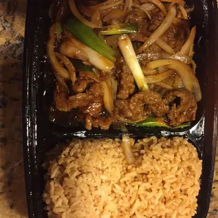 Mongolian beef delivery with fried rice