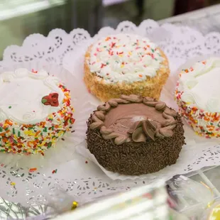 a variety of cakes