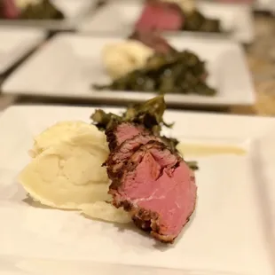 Sous Vide Beef Tenderloin with Truffle Potatoes and Greens. www.chefgason.com