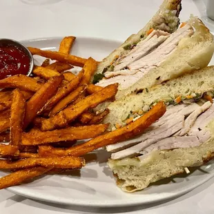 Roasted Turkey Sandwich with sweet potato fries
