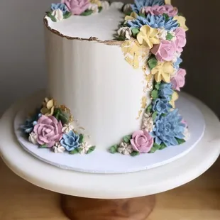 a cake decorated with flowers