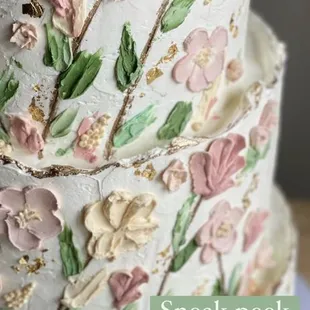 a cake decorated with flowers