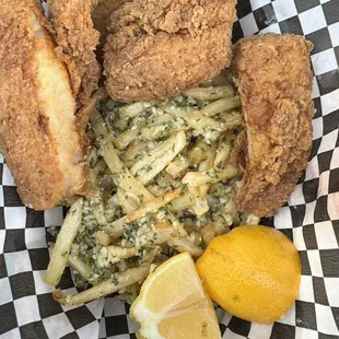 Fish &amp; Garlic fries