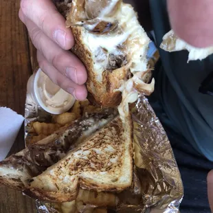 Brisket grilled cheese. Super tender..oooey gooey goodness!