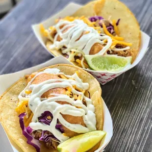 Smoked Mahi Fish Tacos. With a pineapple, mango and habanero salsa.