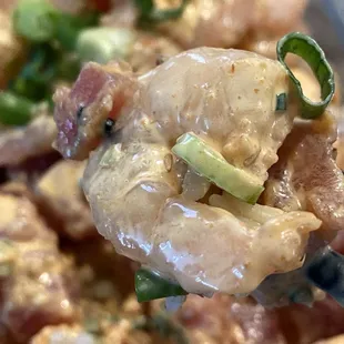 Shrimp and Ahi poke boat