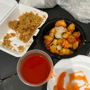 fire rice and sweet and sour chicken so delicious