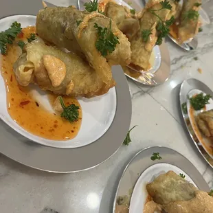 Delicious veggie and chicken egg rolls