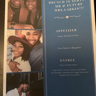 Our personalized menu made by Chef Ashonti