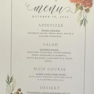 menu