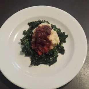Braised Short Rib on a bed of kale and mashed potatoes