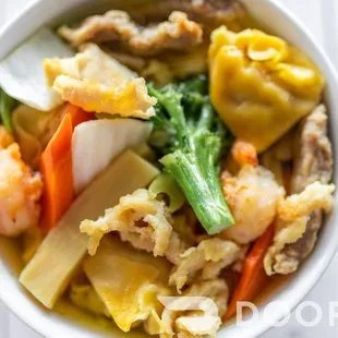 a bowl of food on a table