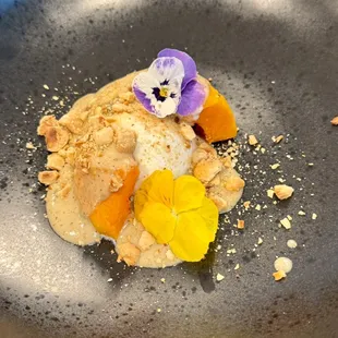 Brown butter miso and marjoram crema, roasted zucca, burrata, toasted hazelnuts