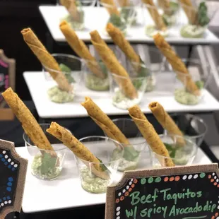 Beef Taquitos w/ Spicy Avocado Dip