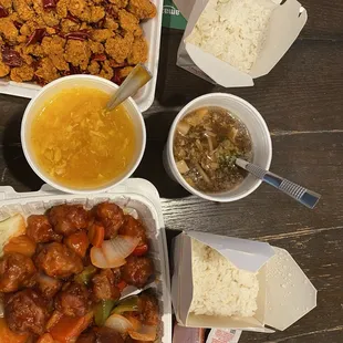 Steamed Rice C2. Hot &amp; Sour Soup C2. C3. Egg Flower With Vegetable Soup C3. Chongqing Spicy Crispy Chicken G1. Sweet &amp; Sour Pork G1.