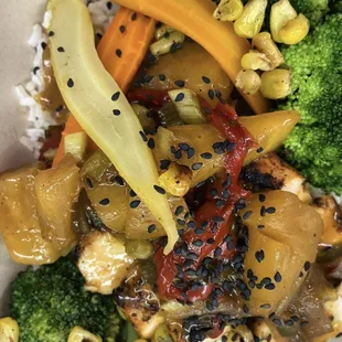 a bowl of asian food