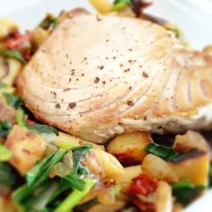 Lemon Black Pepper Ahi over Roast Vegatables