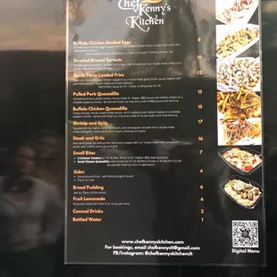 the menu for the restaurant