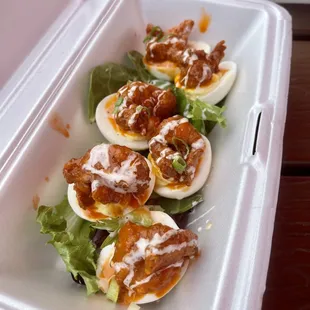 Buffalo Chicken Deviled Eggs