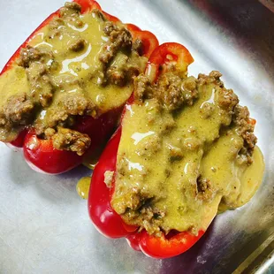 Taco Stuffed Bell Pepper with Dairy Free Cheese