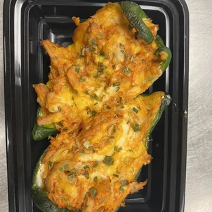 Buffalo Chicken Stuffed Poblanos
