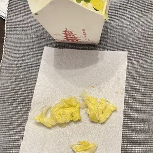 Chinese chicken salad. It has yellow lettuces.