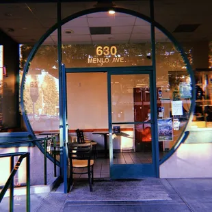 the entrance to the restaurant