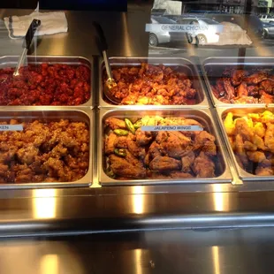 trays of food in a restaurant