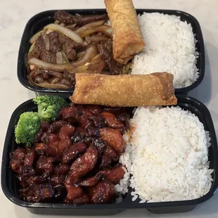 Mongolian beef and teriyaki chicken combos