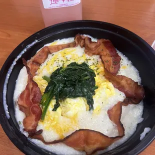 Love Me Bowl with spinach- ordered two days in a row! Chefs kiss !!