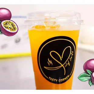 a glass of passion fruit juice