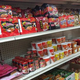 A whole shelf of those spicy noodles!