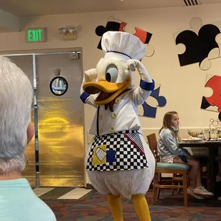 a person dressed as a duck