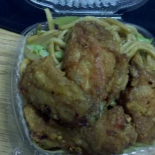 Wings and chow mein