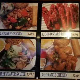 the menu for the restaurant
