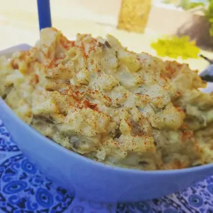 Homemade potato salad with our own freshly grown potatoes