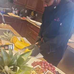 Chef Mychal completing a catering event for 200