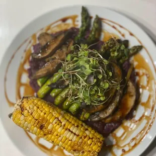 Our Fresh Corn.. Fresh MicroGreens and Vegan Portobello Mushroom