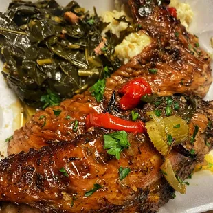 Turkey wings !! &amp; Juanita southern greens &amp; homemade mash