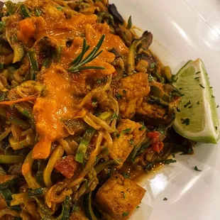 Vegan Thai Pad &amp; Zucchini Noodles with tofu.