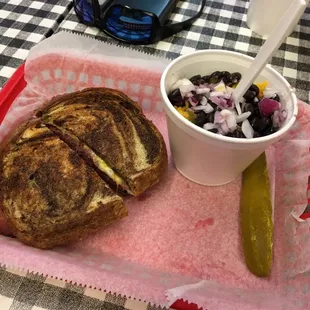 a sandwich and a pickle