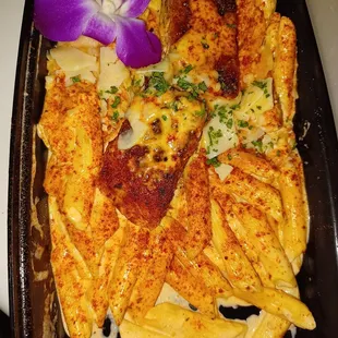 Cajun salmon alfredo. The flower was a nice touch, right?